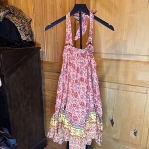 Easel Floral Mini Dress in Pink and Yellow